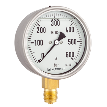 Suchy Pressure gauges with Bourdon tube without or with glycerine filling